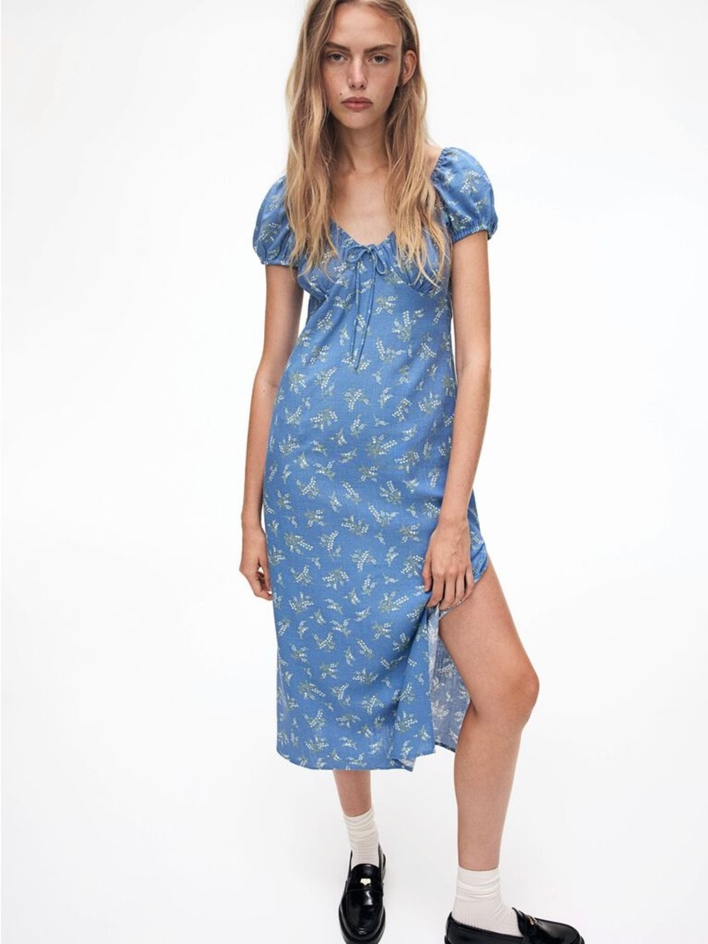 H&M Doen Inspired Pattern “Sofia Dress Lapis Bluebell Ballad” S - Picture 1 of 5
